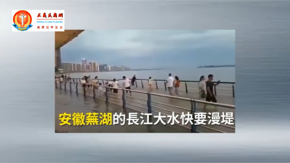 安徽蕪湖的長江大水快要漫堤了.png
